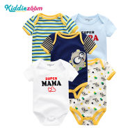 Kiddiezoom 5 ชิ้นทารกแรกเกิดเด็กทารกเสื้อผ้าเด็กทารก Rompers แขนสั้นผ้าฝ้ายแท้ 0-12 เดือน