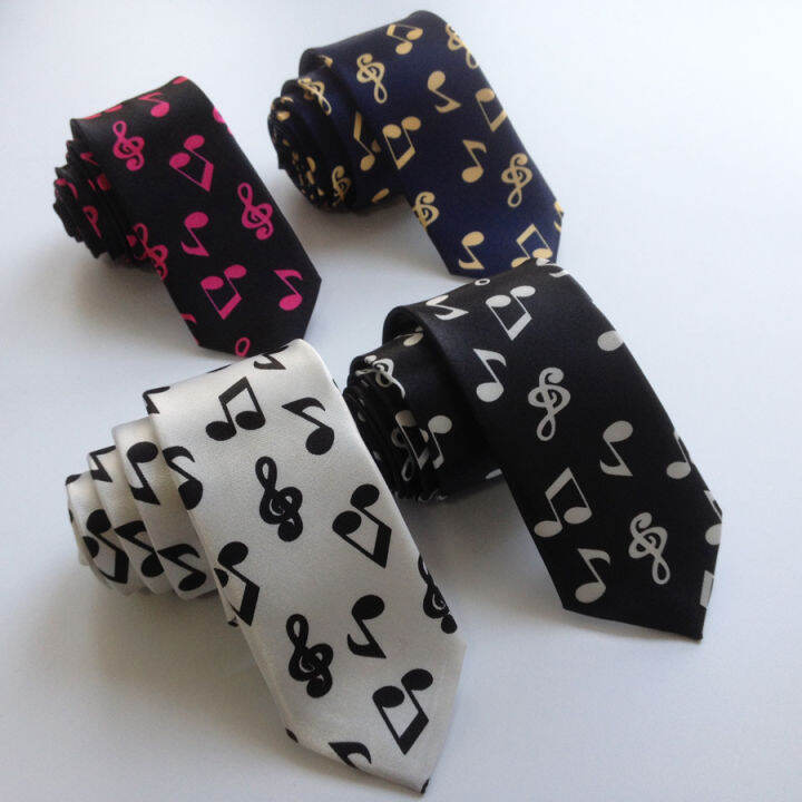 5cm-musical-tie-music-notes-necktie-black-with-white-g-clef-gravata-in-middle