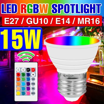 LED RGB GU10 Light E27 Lamp Smart Light Bulb MR16 Spotlight E14 Bombillas 220V Ampoule Dimmable Color Lamp 110V Neon Light Party