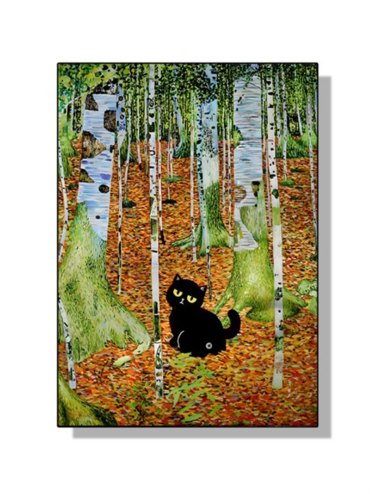 โลกแมวดำตลกจิตรกรที่เลื่องชื่อ-monet-van-gogh-gustav-ผลงานชิ้นเอกผ้าใบวาดภาพโปสเตอร์ตกแต่งผนังงานศิลปะตกแต่งห้องศิลปะตกแต่งผนังบ้าน