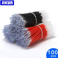 JIKUN อุปกรณ์นักเรียนเติมปากกาหมึกเจลสีดำสีน้ำเงินหมึกสีแดง0.5มม. โรงเรียนปลายปากกาลูกลื่นเครื่องเขียนสำนักงาน100ชิ้น