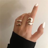 [COD] 925 silver ins niche designer high-end staggered hollow trendy personality irregular curve open ring