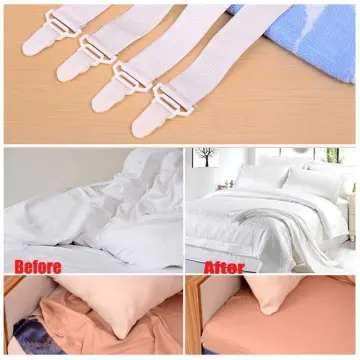 4 Pc Sheet Grippers Bed Mattress Cover Straps Fasteners Elastic