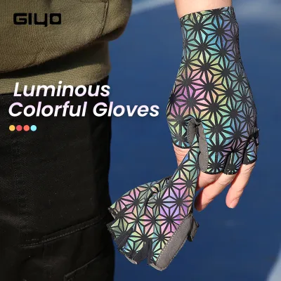 Giyo Luminous HalfFullFinger Gloves Reflection Dazzle MTB Cycling LongShort Mitten Outdoor Sport Noctilucent Motorcycle Glove