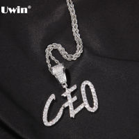 UWIN Custom Big Cursive Font Name Pendent Necklaces Iced Out Cubic Zirconia Men Women Fashion Hip Hop Jewelry for Drop Shipping