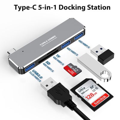 Usb C Hub 3.1 To USB 3.0 SD Card Reader High Speed Mini 5 In 1 Type C Splitter For ipad Macbook PC Laptop Tablet Accessories USB Hubs