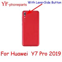 ยอดคุณภาพ AAAA สำหรับ Huawei Y7 2019 / Y7 Pro 2019ฝาหลังมีเลนส์กล้องแบตเตอรี่ด้านหลัง + ปุ่มด้านข้างอะไหล่ซ่อมเคส