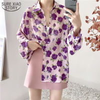 Print Chiffon Blouse Women Blusas Long Sleeve Women Shirt Elegant Korean Top Loose Office Lady Clothing Chemisier Femme 10313