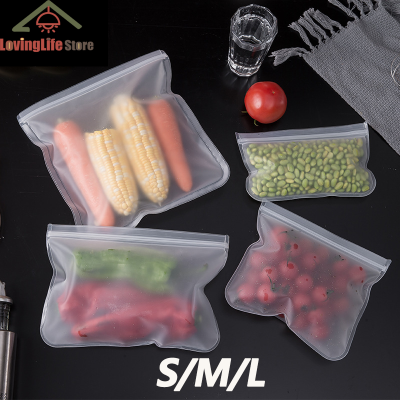 【LovingLife Store】1PCS ถุงเก็บอาหารซิลิโคนนำกลับมาใช้ใหม่ได้ Stand Up Zip Shut Bag Leakproof Containers Fresh Bag ถุงเก็บอาหารถุง Ziplock