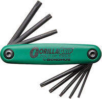 Bondhus 12634 GorillaGrip Set of 8 Star Fold-up Keys, Set 8 Star Tip Fold-up Tool, sizes T9-T40