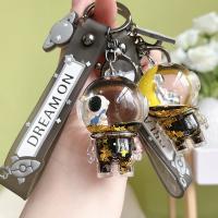 Creative Transparent Floating Astronaut Keychain Black Gold Into Oil Astronaut Quicksand Bottle Keychain Cartoon Keychain key toys