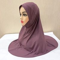 【YF】 Ramadan Muslim Women Hijab Arabia Full Cover Head Wraps Shawls Solid Color Kerchief Prayer Scarf One Piece Amira Headscarf