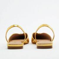 TOP☆【high quality】original ZARAˉ New spring products Womens shoes Super fairy foreign style gold decoration details metal flat shoes sandals large size summer new style womens shoes slippers for women slides outside wear sandals for women