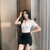 Summer suits ol uniform overalls professional attire temperament female white shirt package hip skirt hotel front desk a black skirt