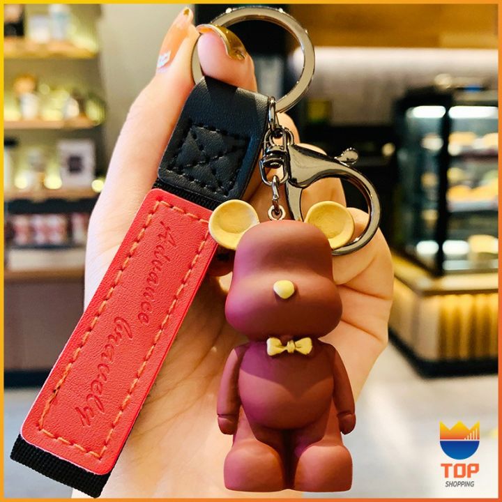 top-พวงกุญแจแฟชั่นยุโรปเหนือหมีผูกโบว์-พวงกุญแจหมี-จี้ห้อยกระเป๋า-keychain
