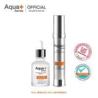 (ส่งฟรี) AquaPlus Invigorating Firming Ampoule 30 ml. &amp; Bright-Up Daily Moisturizer 30 ml. แอมพูล และมอยส์เจอร์ไรเซอร์