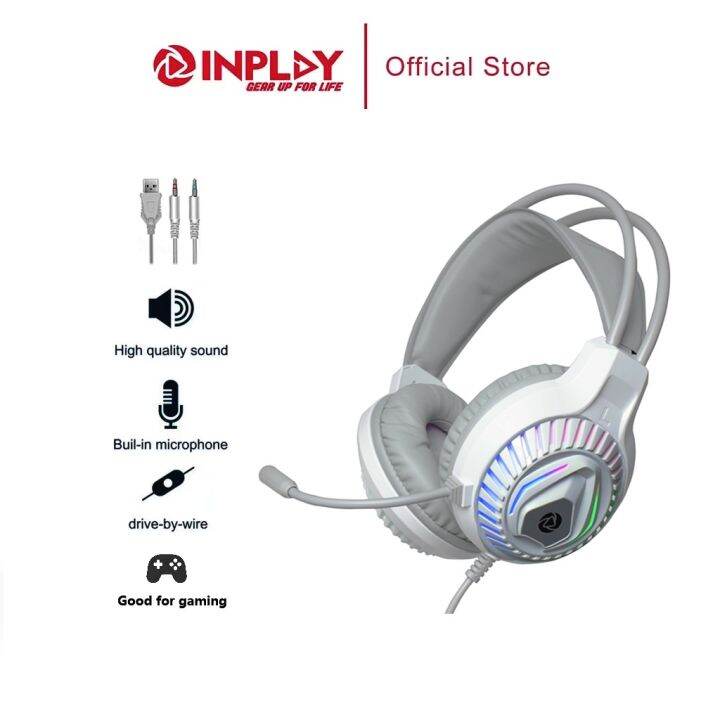 INPLAY H20 Gaming Headset RGB Light Noise Cancellation Wired Headphone