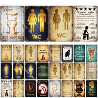 Metal Tin Sign Toilet Sign Vintage Funny WC Poster Decor Lavatory Toilettes Wall Art Bathroom Restroom Toilet Wall Decoration