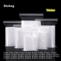 StoBag Plastic Transparent Ziplock Bag Thick Sealed Food Packaging Waterproof Small Large Clear Nuts Snack Storage Reusable Logo