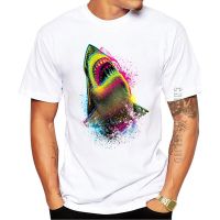 Cmyk Shark Printed Men Tshirt Cool Tee Shirt Graphic Tshirt Comfortable Cotton