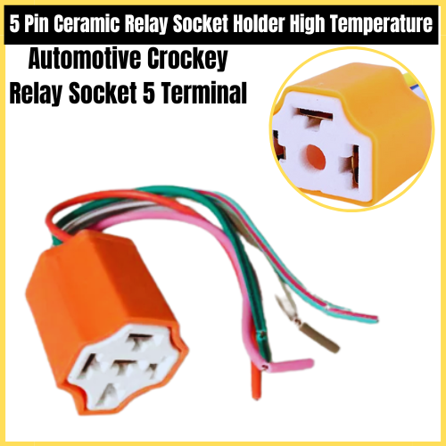 5 Pin Ceramic Relay Socket Holder High Temperature Automotive Crockey