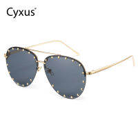 [ใหม่] Cyxus Frameless แว่นกันแดดสำหรับผู้หญิงผู้ชายพังค์ Rivet Shades แฟชั่นคางคก Shades กรอบโลหะ Sunnies แบรนด์เดิม 1078