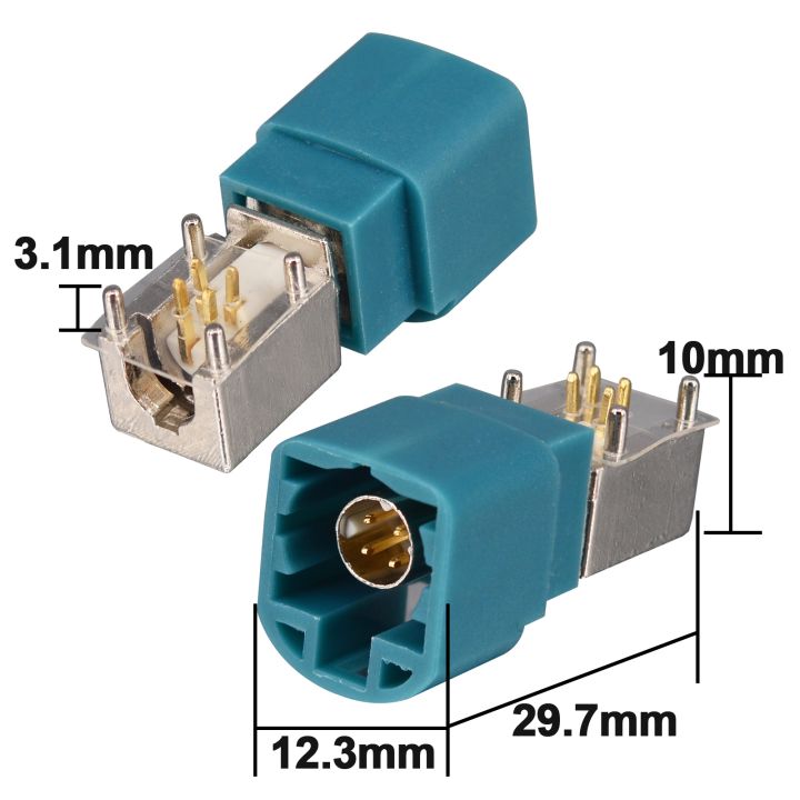 2-pieces-fakra-hsd-rf-coaxial-connector-4pin-code-z-c-jack-female-pcb-mount-right-angle-camera-display-satellite-radio-adapter