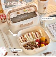 Cute Portable Lunch Box With Compartment For Girls School Kids Plastic Kawaii Picnic Bento Box Microwave Food Storage Containers