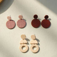 Korean Simple Trendy Circular Pattern Womens Jewelry Gifts Unique Solid Color Daily Wild Acrylic Dangle Earrings Collection