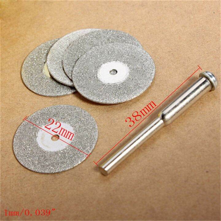 hh-ddpj5pcs-22mm-emery-diamond-cutting-blades-drill-bit1-mandrel-for-dremel-set