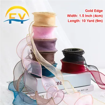 4cm Rolled Edge Mesh Ribbon For Flower Bouquet Gift Wrapping, Cake