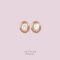 vetiver pearl oval shape freshwater pearl(texture) ต่างหูมุกแท้ ของแท้ ส่งเร็ว จัดส่งเร็ว