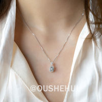 Oushehui S925เงินสเตอร์ลิงสร้อยคอพลอยสีฟ้าบุษราคัมโซ่กระดูกไหปลาร้าสำหรับผู้หญิง