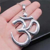 Dropshipping 2 Colors 75x56mm Large Om Yoga Symbol Pendant Necklace For Women Men Long Chain Necklace Jewelry Accessories