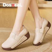 DOSREAL Women Wedges Shoes Platform Sneakers Korean Style Slip On Leather