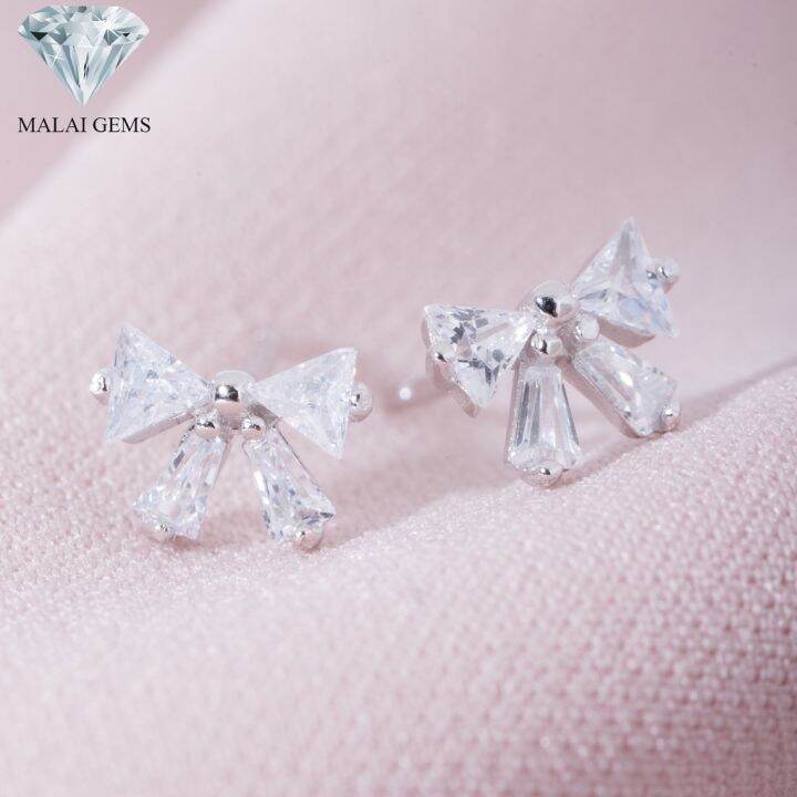 malai-gems-ต่างหูเพชร-เงินแท้-silver-925-เพชรสวิส-cz-เคลือบทองคำขาว-รุ่น225-e14917-แถมกล่อง-ต่างหูcz-ต่างหูเงินแท้