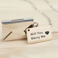 ❇❈▪  Personalized Envelope Locket Pendant Necklace Custom Engraved Name Day Gife