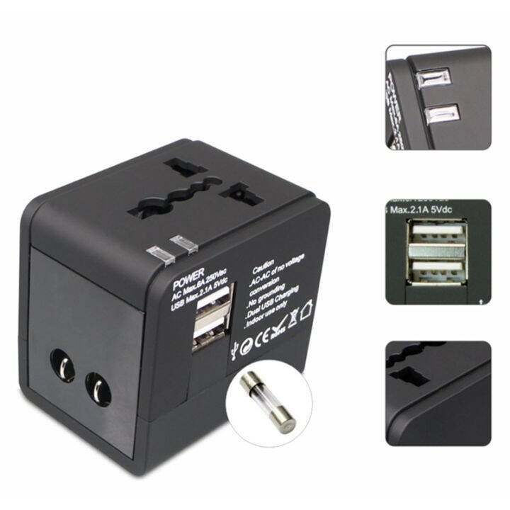 สีขาวสีดำ5v-1a-universal-international-adapter-fused-travel-2-usb-power-charger-adapter-กับ-au-us-uk-eu-converter-plug