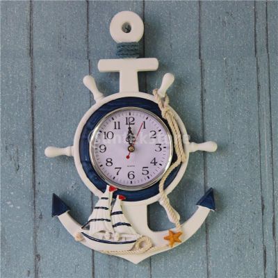 [simpleloveMY] Mediterranean Style Steering Wheel Design Clock Decor Ships Hanging Clock 1