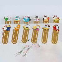 Kawaii Cat Brass Bookmark Paper Page Holder Student Reading Tools Mini Cute Metal Book Clips Japanese Stationery School Office