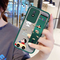 เคส Case4you สำหรับ Vivo Y02A Y02T พร้อมสายรัดข้อมือกันกระแทกด้านหลังฝ้าเคสการ์ตูนอะนิเมะ Maruko Crayon Shinchan เคสใส่โทรศัพท์ขอบนิ่มฝาครอบป้องกันเลนส์เต็มรูปแบบเคสโทรศัพท์บางเฉียบ