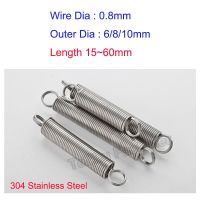 10/15pcs Wire Dia 0.8mm 304 Stainless Steel Tension Coil Extension Small Spring With Hook For Tensile DIY Toys Length 20mm~60mm Coil Springs