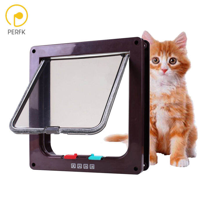 Perfk 2x 4Way Locking Pet Door Frame Lockable Dog and Gate Cat Flap
