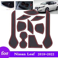 Ruer แผ่นรองประตูถ้วยสำหรับ Nissan Leaf ZE1 2018 2019 2020 2021 2022กันลื่นสติกเกอร์รถสล็อตประตู Bantal Alas ตกแต่ง