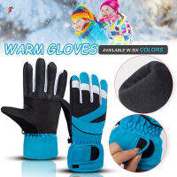 Kids Winter Fleece Gloves Waterproof Fabric Anti-Slip Palm Warm Plush Lined Glove Wrist Length for Outdoor Activities