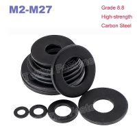 【CW】 M2 M2.5 M3 M4 M5 M18 M20 M22 M24 M27 Black Grade 8.8 Carbon Steel Plain Washers Metal Screw Flat Washer Gasket Pad GB97