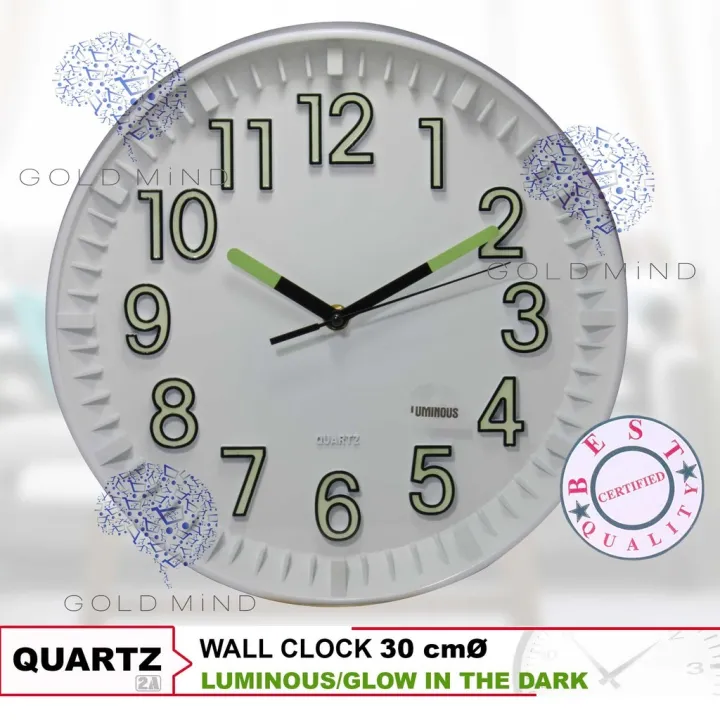 Quartz Luminous Glow in the Dark Wall Clock 30cm (11.8 in) ⌀Clocks