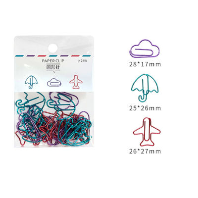 24 Pcs Colors Students Kids Teachers Coated Clips Bookmark Office Supplies Paper Clips Fun Shaped Paperclip