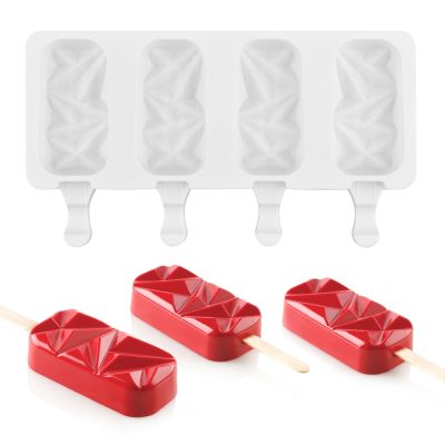SILIKOLOVE New Diamond Silicone Ice Cream Mold DIY Homemade Popsicle Molds Ice Pop Mould Ice Cream Tools With Free Sticks