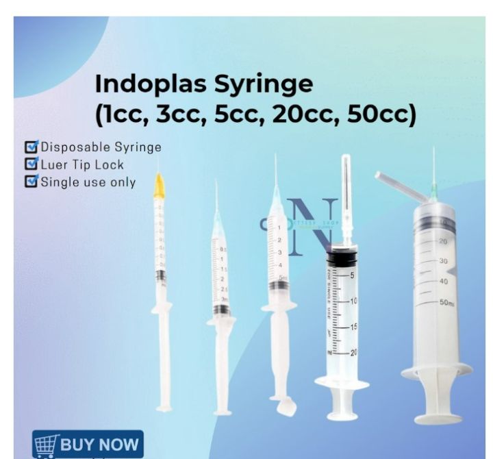 Indoplas Syringe (1cc, 3cc, 5cc, 20cc, 50cc) - 1 Piece | Lazada PH